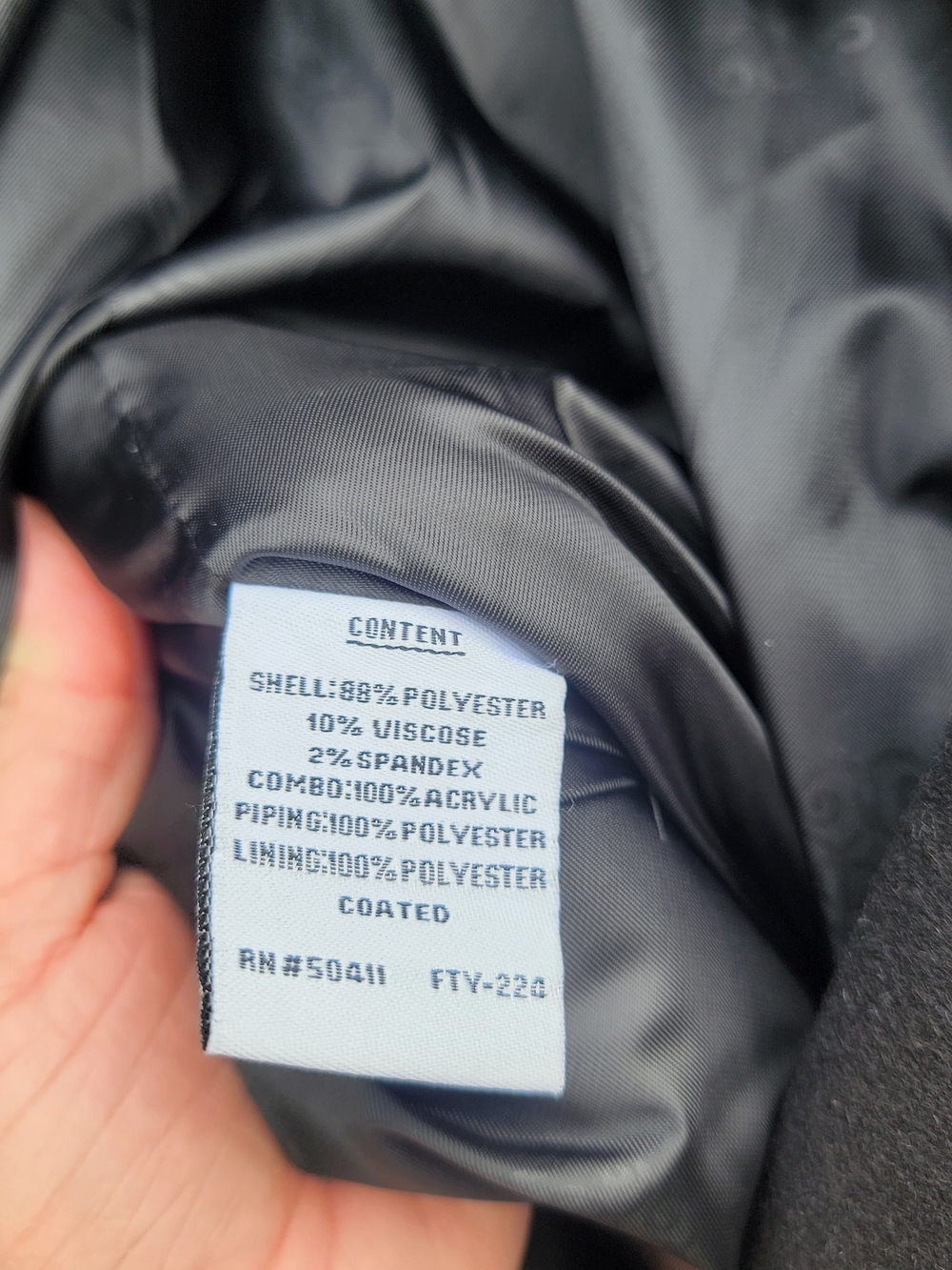 Jessica Simpson Long Black Double-Breasted Pea Coat with Textured Shawl Collar - Picture 9 of 10